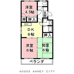 アネックスシティ 3DKの間取図画像