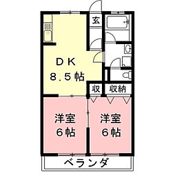 今嶺ビル 2DKの間取図画像