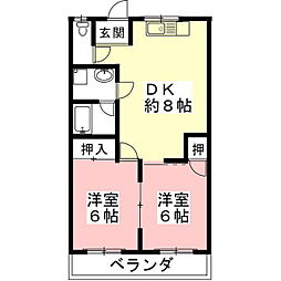 サンロード戸崎 2DKの間取図画像