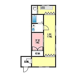 サンライズ北野 1LDKの間取図画像