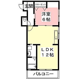 第2サンハイツ戸崎 1LDKの間取図画像