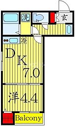 モンテ・ソラーレ 3階1DKの間取り