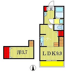 ルミエール・エタンセルsix 1階1LDKの間取り