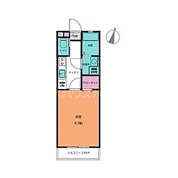 アフェット道場南 3階1Kの間取り