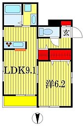 グリシナ 1階1LDKの間取り