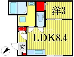 GRADUS西千葉 2階1LDKの間取り
