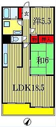 ヴィラ稲毛 4階2LDKの間取り