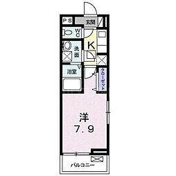 エスティーヌフジＣ 1階1Kの間取り