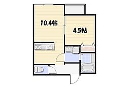 Lyk都町 Ａ棟 1階1LDKの間取り