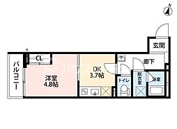 長洲　comfort　house 2階1DKの間取り