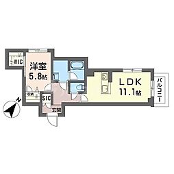 クオリスタ千葉駅前 1LDKの間取図画像