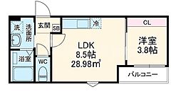 GRADUS黒砂 1LDKの間取図画像