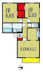 パークサイドSOGA 2LDKの間取図画像