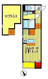 第1青山ハイツ ワンルームの間取図画像