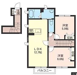 フォレストN3 2LDKの間取図画像