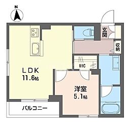 モルド椿森 1LDKの間取図画像