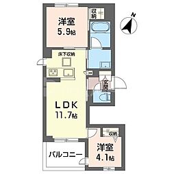 サーフパラダイス登戸 2LDKの間取図画像
