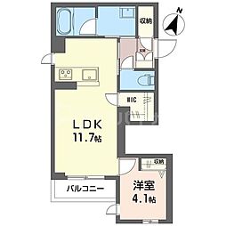 サーフパラダイス登戸 1LDKの間取図画像