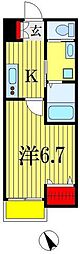 プランドール葛城 1Kの間取図画像