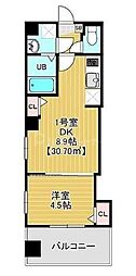 ニュートリノ要 1DKの間取図画像
