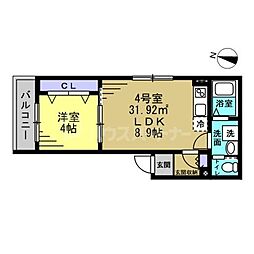 Solare本千葉 1LDKの間取図画像