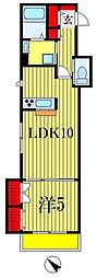カーサカメリア 1LDKの間取図画像