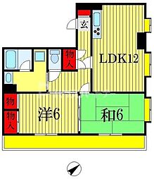 フラワーヒル稲毛 2LDKの間取図画像