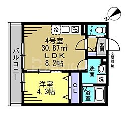 AJ稲毛 1LDKの間取図画像