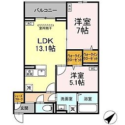 CLASSEUM都賀 2LDKの間取図画像