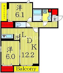 千葉市中央区新宿1丁目アパート 2LDKの間取図画像