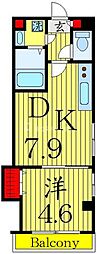 テリアズ港町 1DKの間取図画像