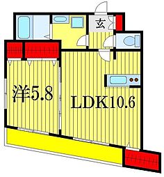 プランドール千葉 1LDKの間取図画像