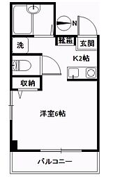 ドゥ・ファミーユ ワンルームの間取図画像