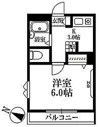 MKひまわり 1Kの間取図画像