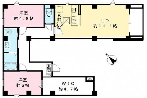 フォーリーフクローバー神楽坂 101｜東京都新宿区市谷船河原町(賃貸マンション2LDK・1階・60.61㎡)の写真 その2