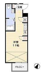 秋桜館 ワンルームの間取図画像
