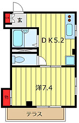 アンクレージュ 1DKの間取図画像