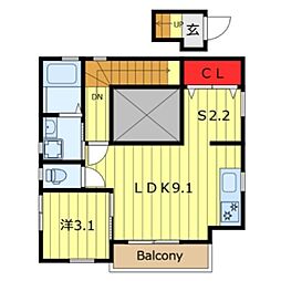 ウィルみのわ 2階1SLDKの間取り