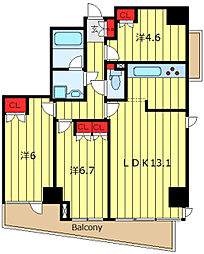 KDXレジデンス千駄木 3階2SLDKの間取り