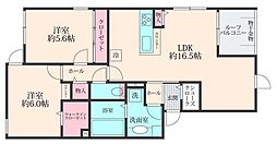 LULU西尾久 2階2LDKの間取り