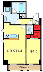 コンフォリア台東根岸 5階1LDKの間取り