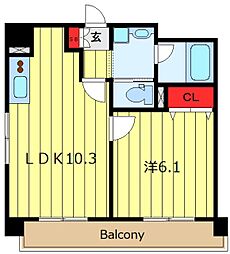 オーキッドレジデンス三ノ輪II 5階1LDKの間取り