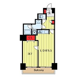 リーデンスタワー高層棟 1LDKの間取図画像