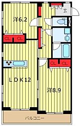 クレイン西日暮里 2LDKの間取図画像