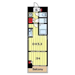 クレストコート町屋 1DKの間取図画像
