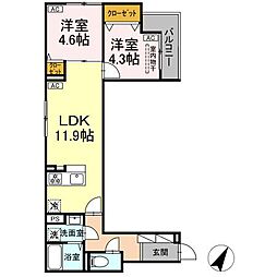 セレスティア扇III 2LDKの間取図画像