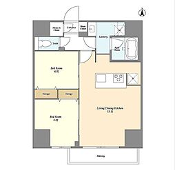 クラリティア西日暮里 2LDKの間取図画像