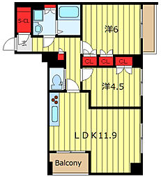 フレンシア田端道灌山 2LDKの間取図画像