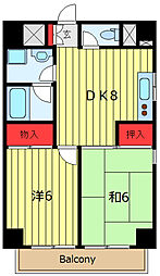 グランドオーク 2DKの間取図画像