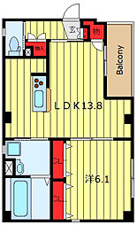 モンステラ 1LDKの間取図画像